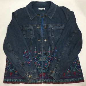 Vintage / Boho Embroidered Denim Jean Jacket 1X